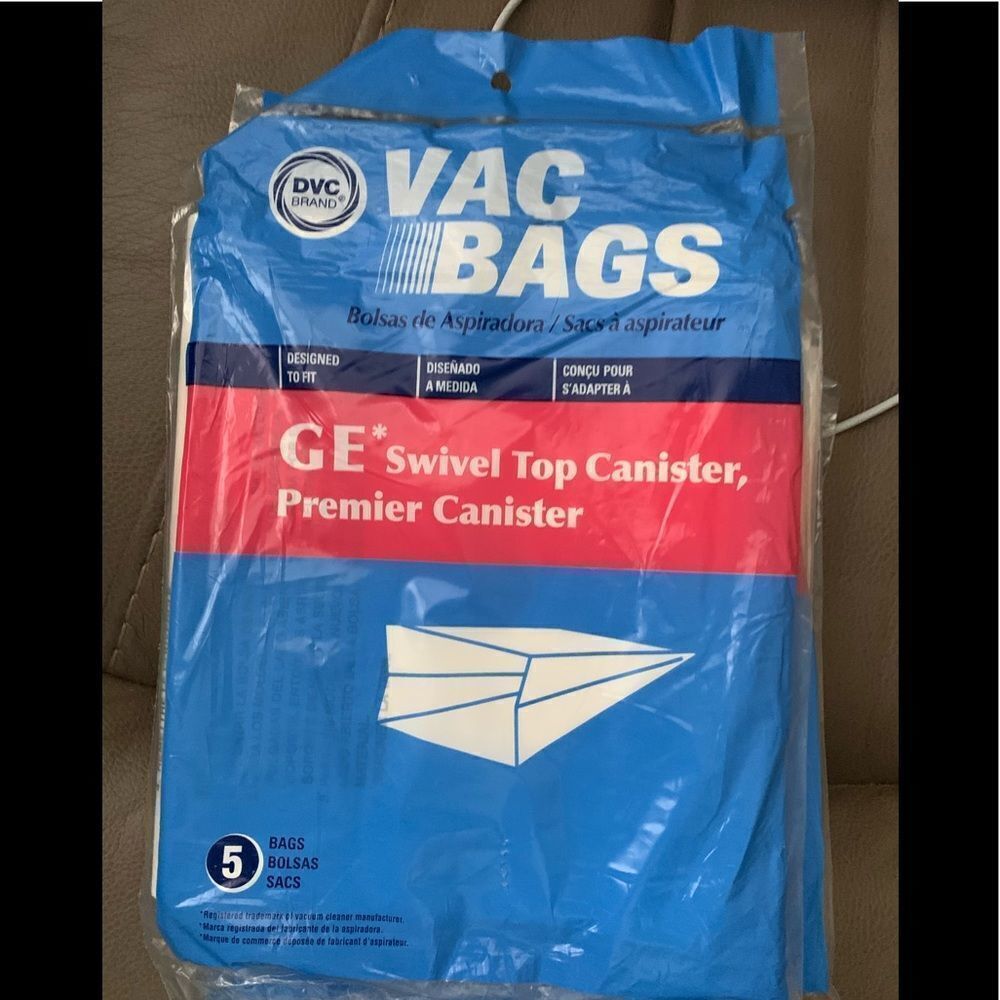 GE swivel top canister, premier canister vacuum bags (three packs of five)